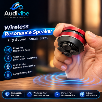 Audivibe Wireless Bone Conduction Resonant Speaker | Powerful Bass & Bluetooth